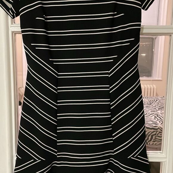 Anthropologie Hutch horizontal pin stripe black white Eleanor dress size small - Picture 4 of 13